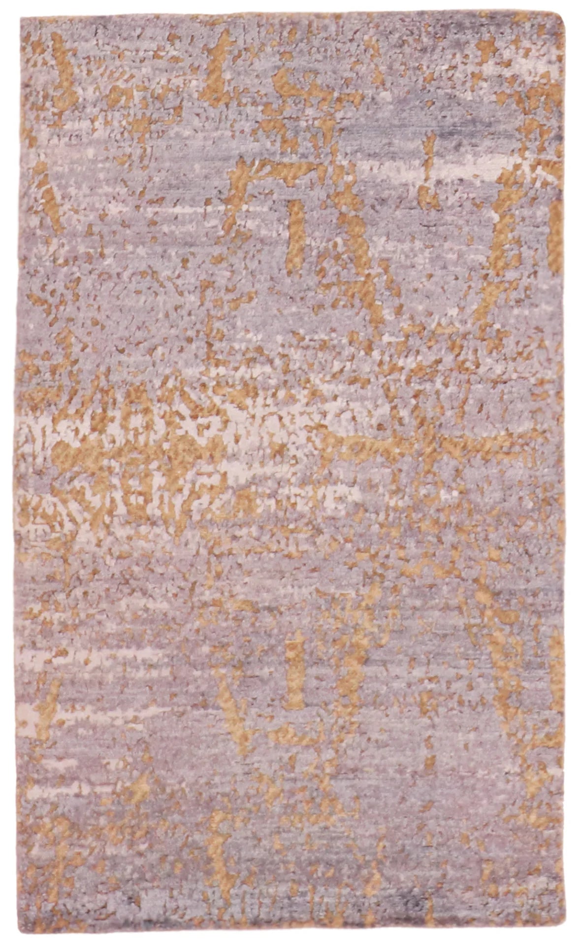2.11 x 4.11 - Modern Wool/Silk All Over Rectangle - Finest Hand-Knotted Quality Wool — 62074