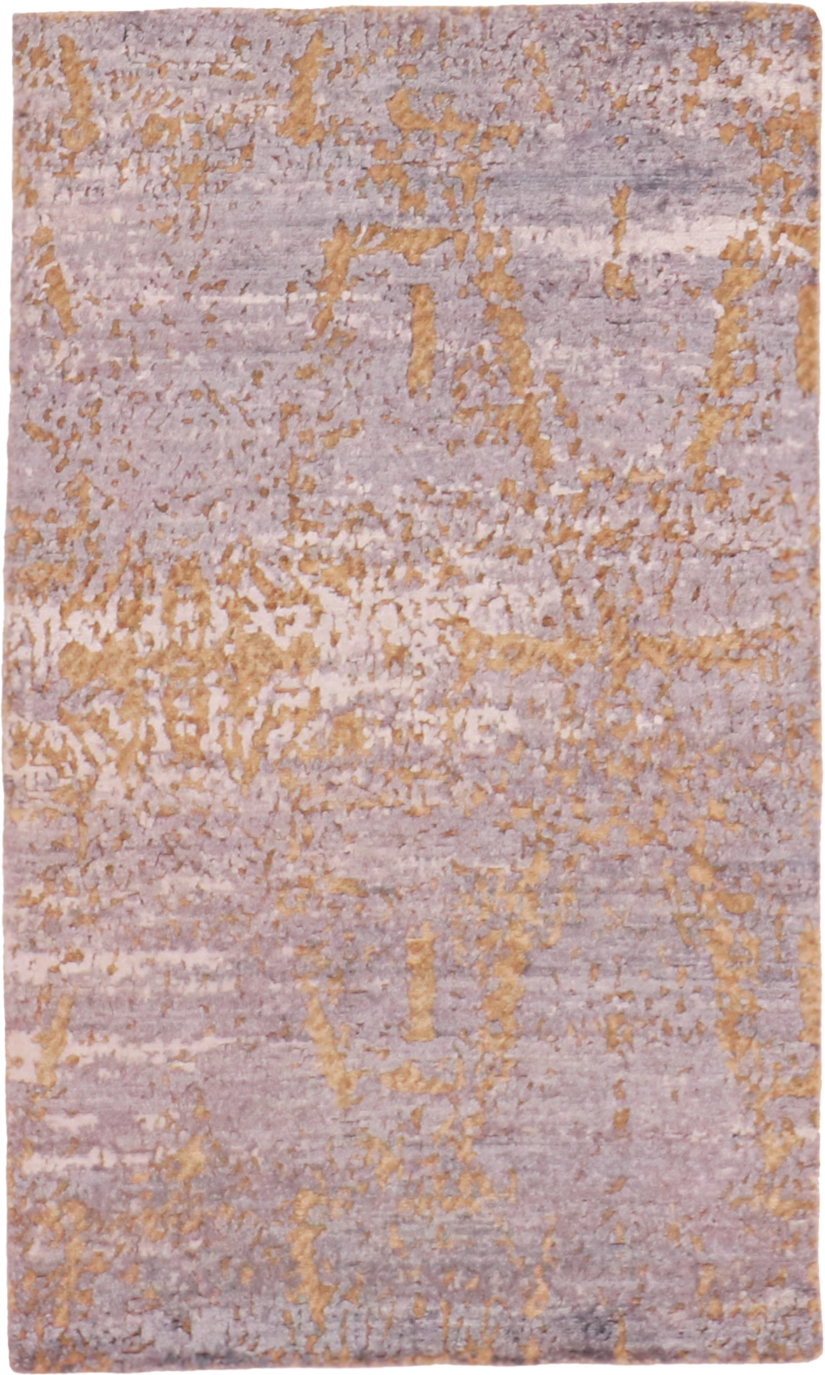 W 2.11 L 4.11 Modern Wool-Silk Blend Hand-Woven Rug - 62074