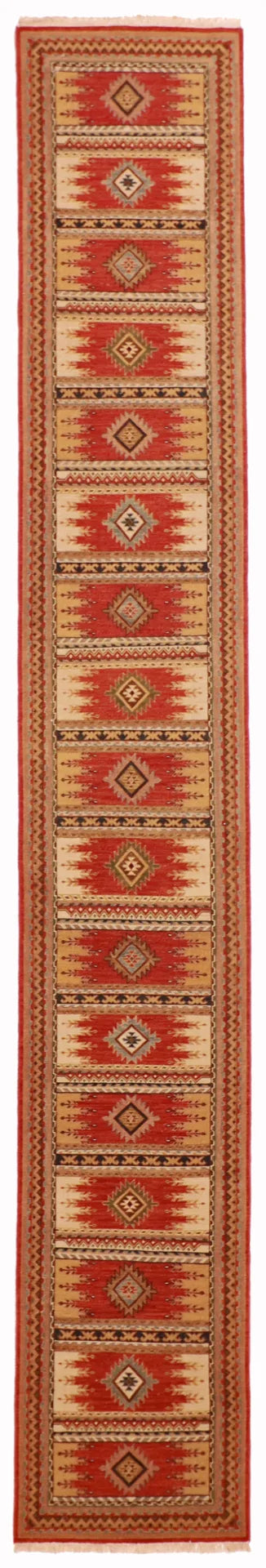 W 2.5 - L 15.10 - Heriz Fine/Wool Geometric Rectangle - Finest Hand-Knotted Quality Wool - 62084