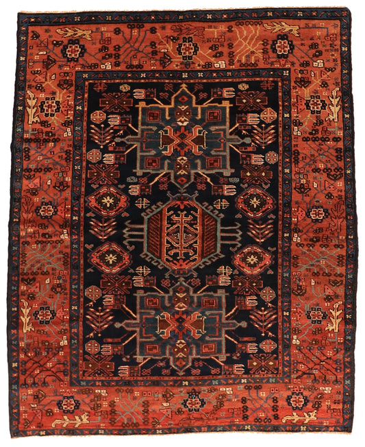 W 5.3 L 6.5 Karabagh Antique 100% Wool Hand-Woven All-Over Design - 62116