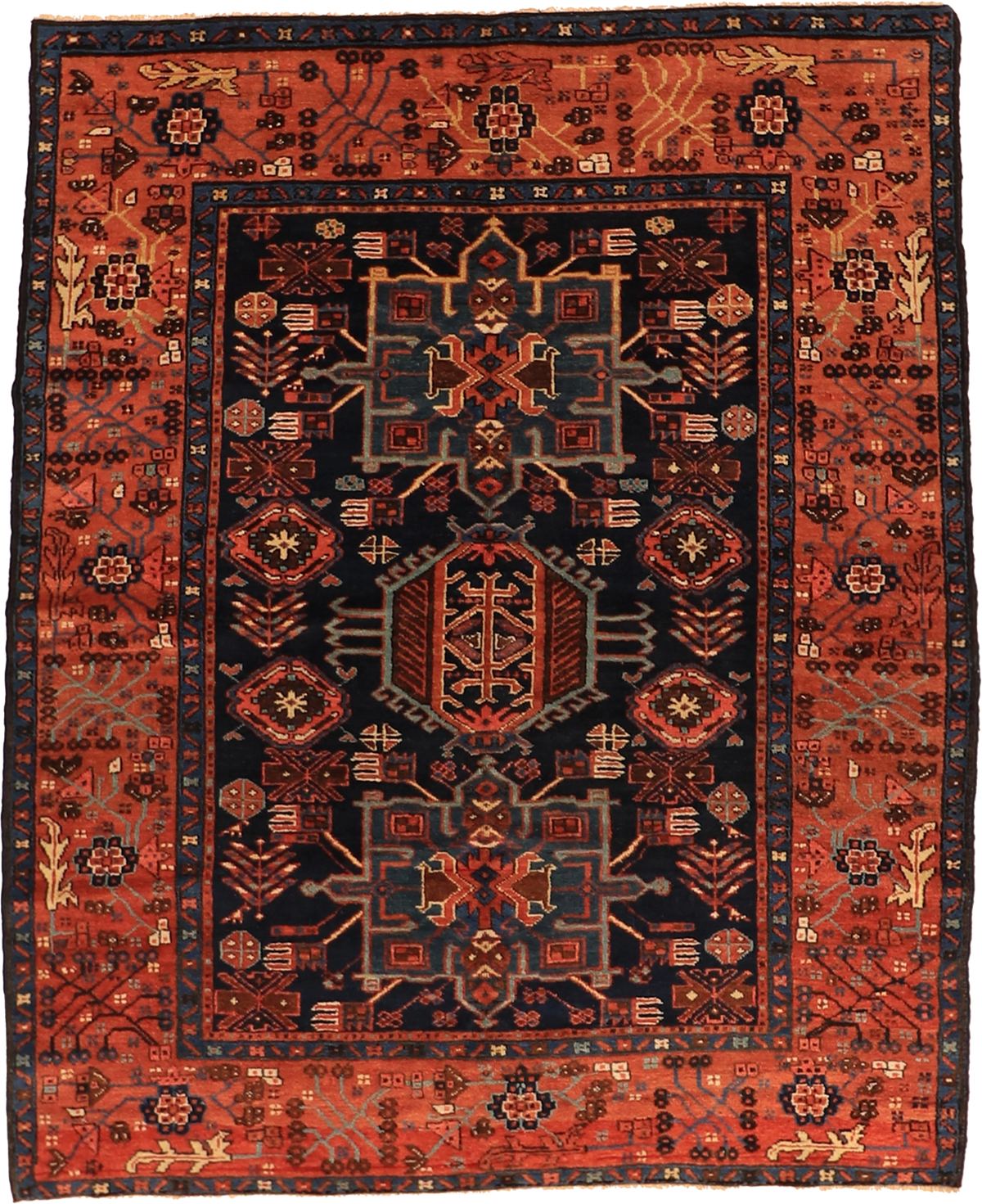 W 5.3 L 6.5 Karabagh Antique 100% Wool Hand-Woven All-Over Design - 62116