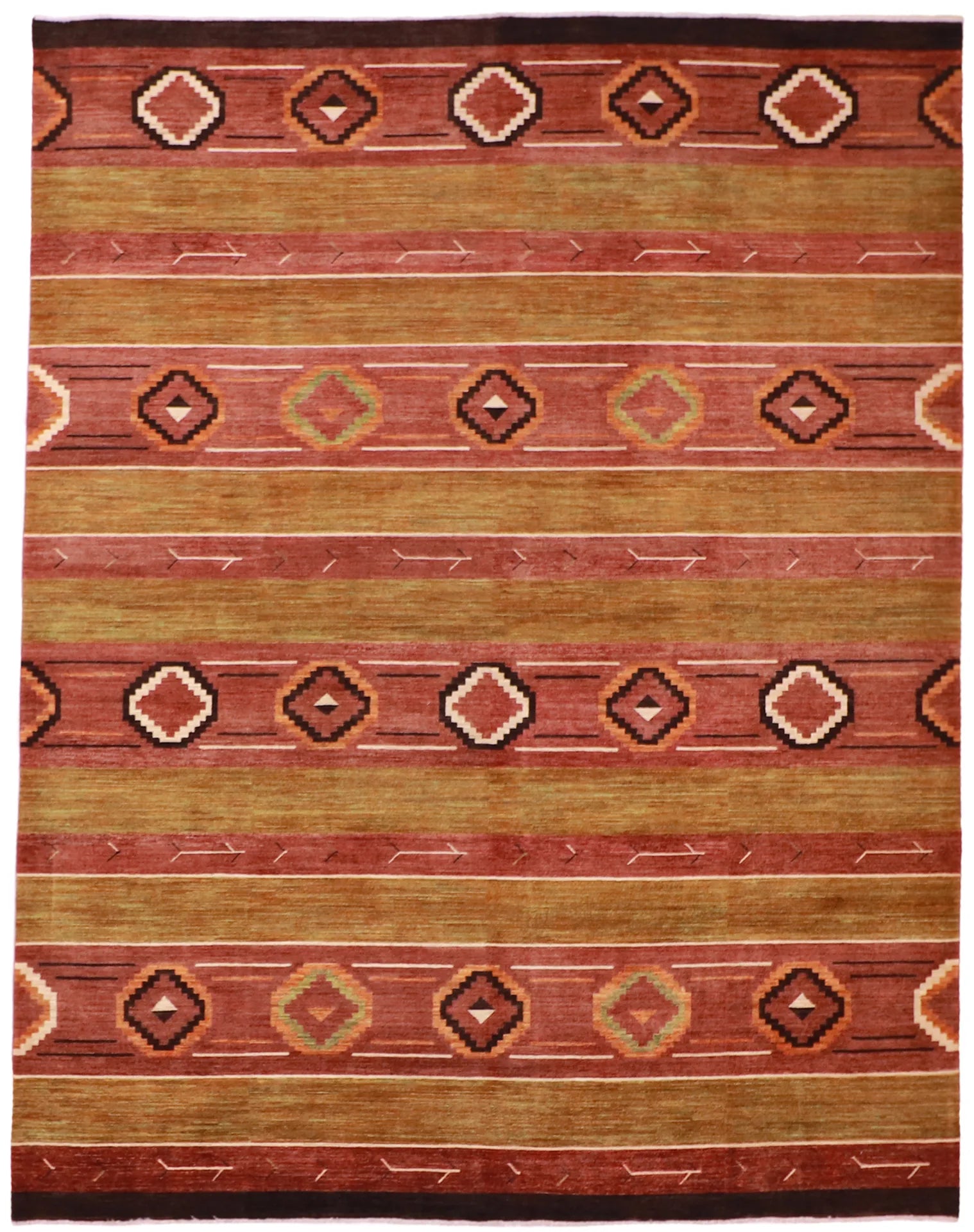 W 9 L 11.5 Mountain Modern 100% Wool Hand-Woven All-Over Design - 62131