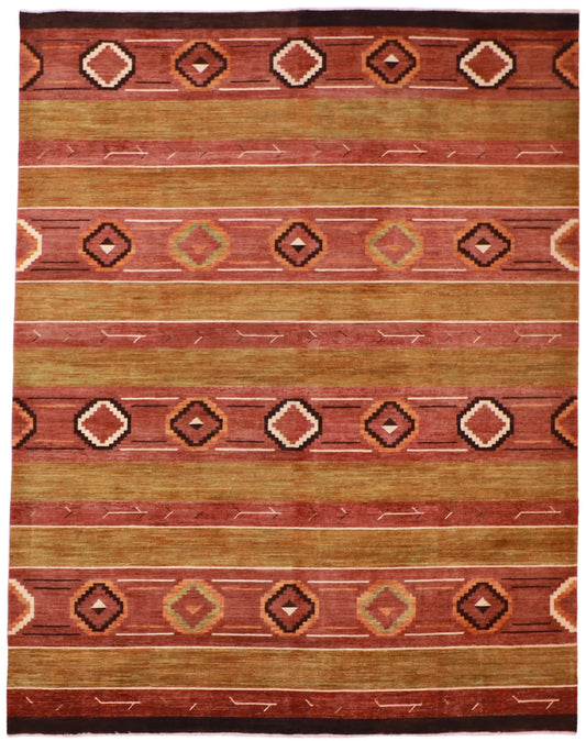 W 9 L 11.5 Mountain Modern 100% Wool Hand-Woven All-Over Design - 62131