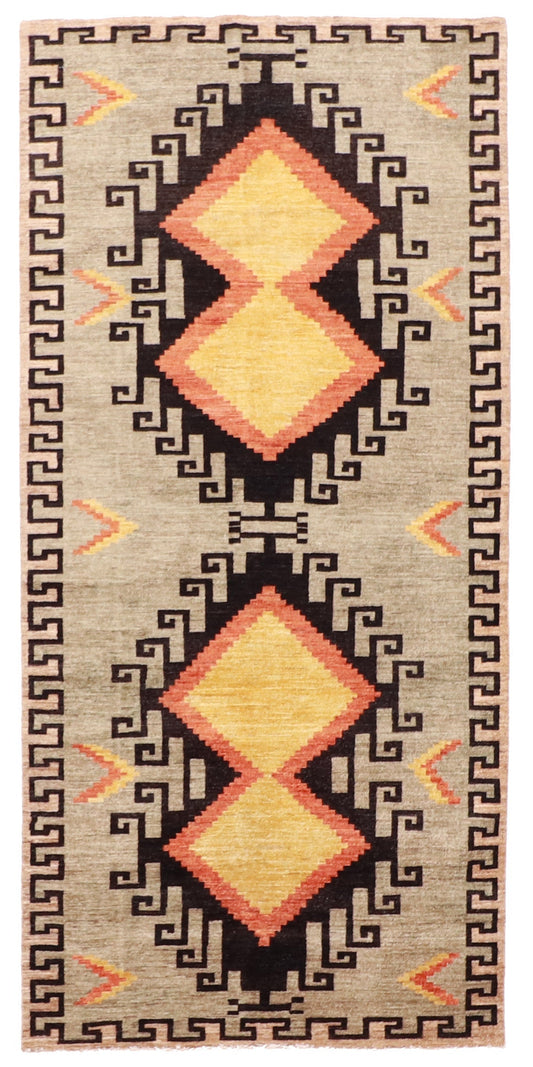W 4.7 x L 9.7 Mountain Modern 100% Wool Hand-Woven All Over Design - 62140