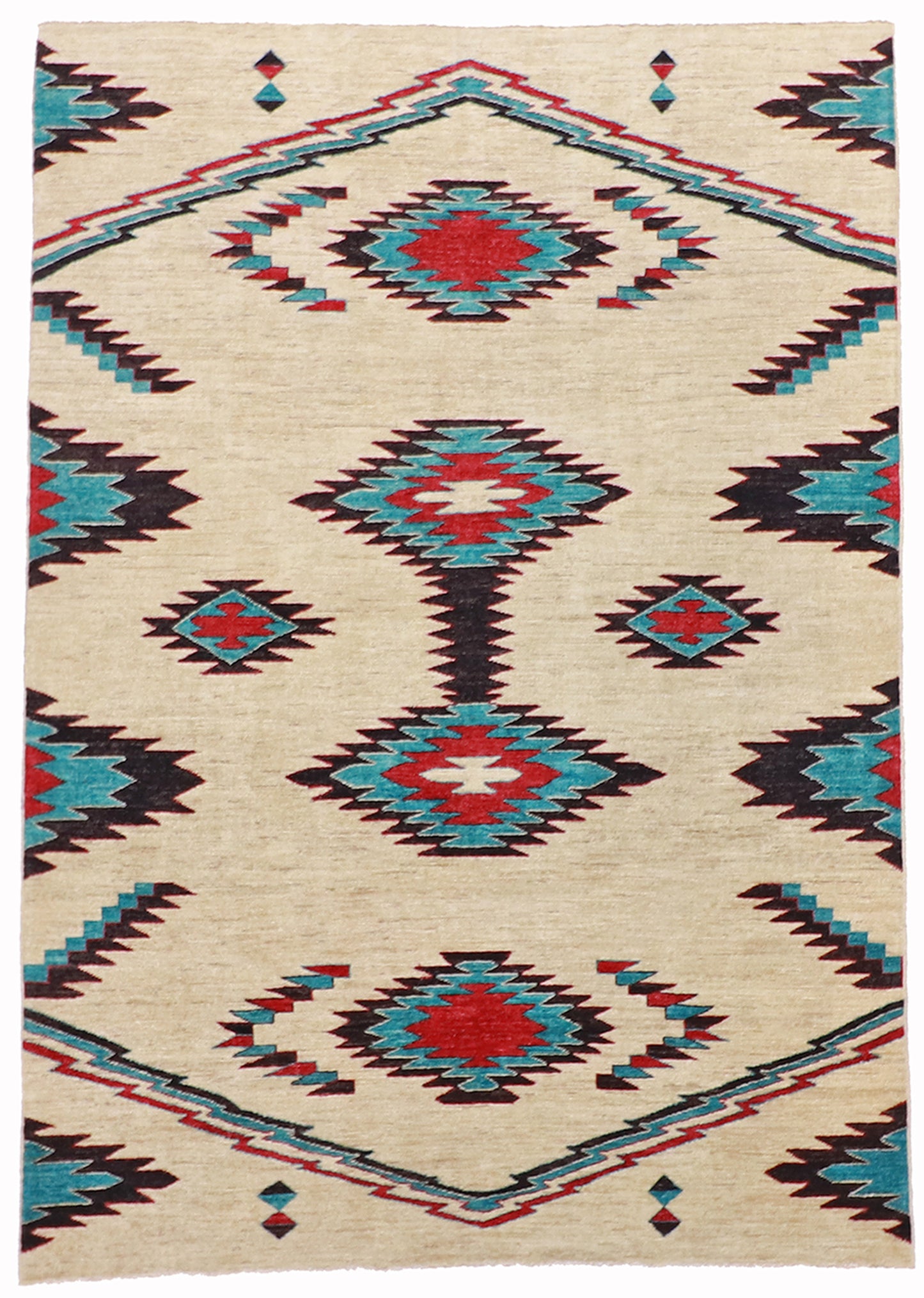 W 6.2 L 8.11 Mountain Modern 100% Wool Handmade Geometric Design - 62167