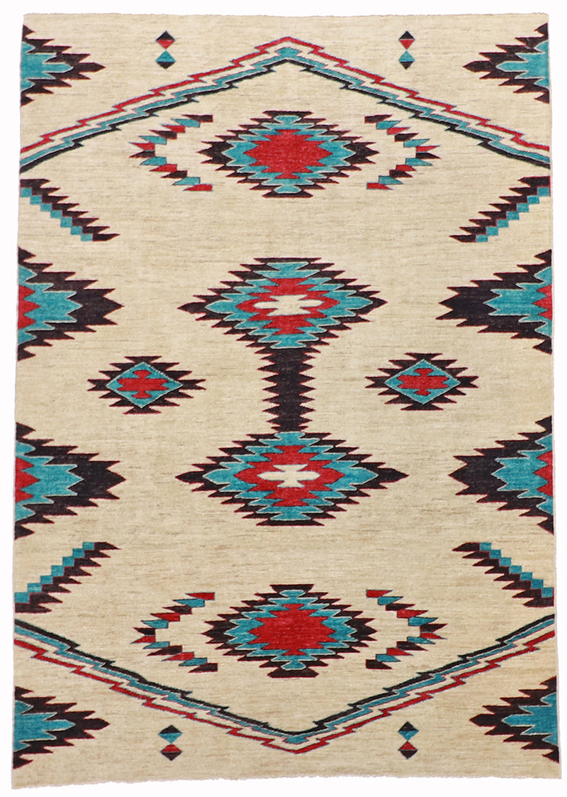 W 6.2 L 8.11 Mountain Modern 100% Wool Handmade Geometric Design - 62167
