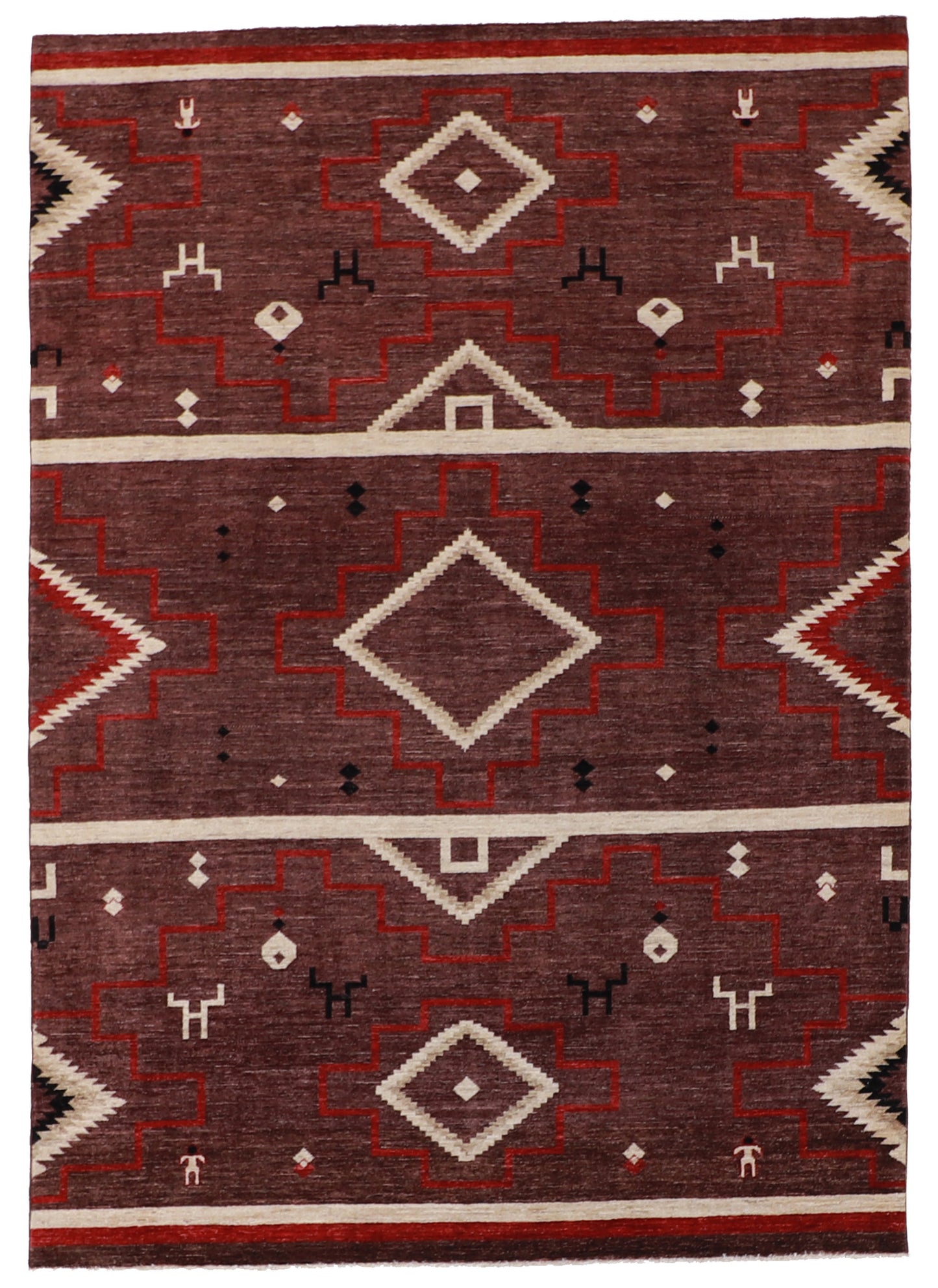 W 6.1 L 8.9 Mountain Modern 100% Wool Handmade Geometric Design - 62172