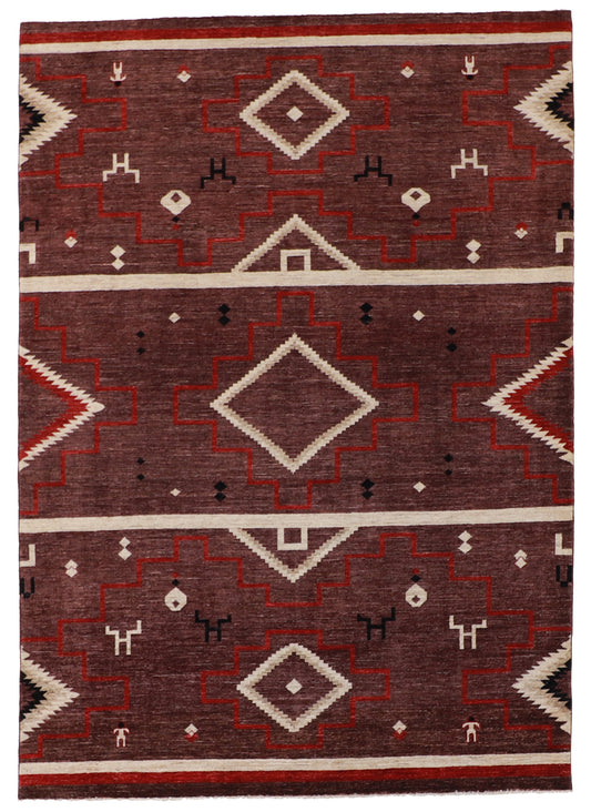 W 6.1 L 8.9 Mountain Modern 100% Wool Handmade Geometric Design - 62172