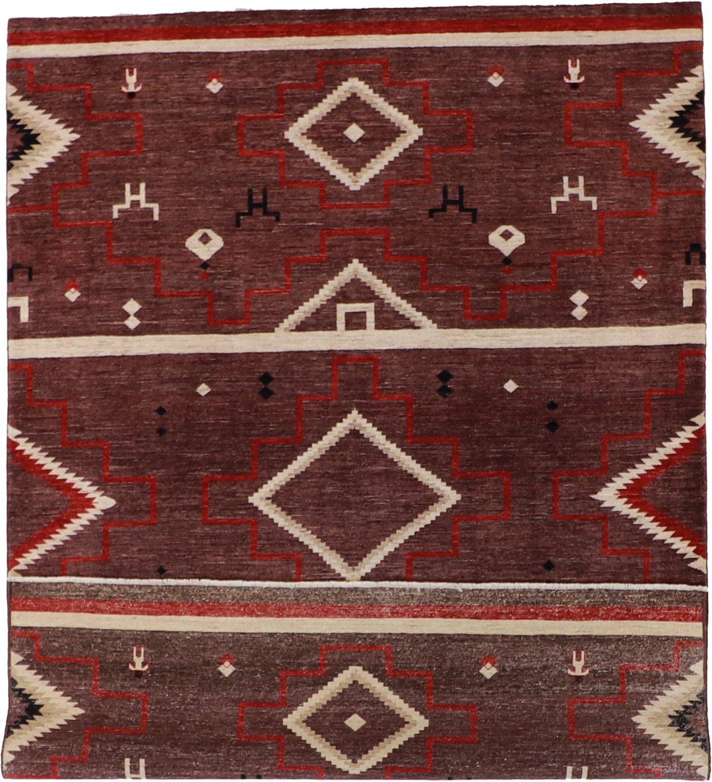 W 6.1 L 8.9 Mountain Modern 100% Wool Hand-Woven Geometric Design - 62172