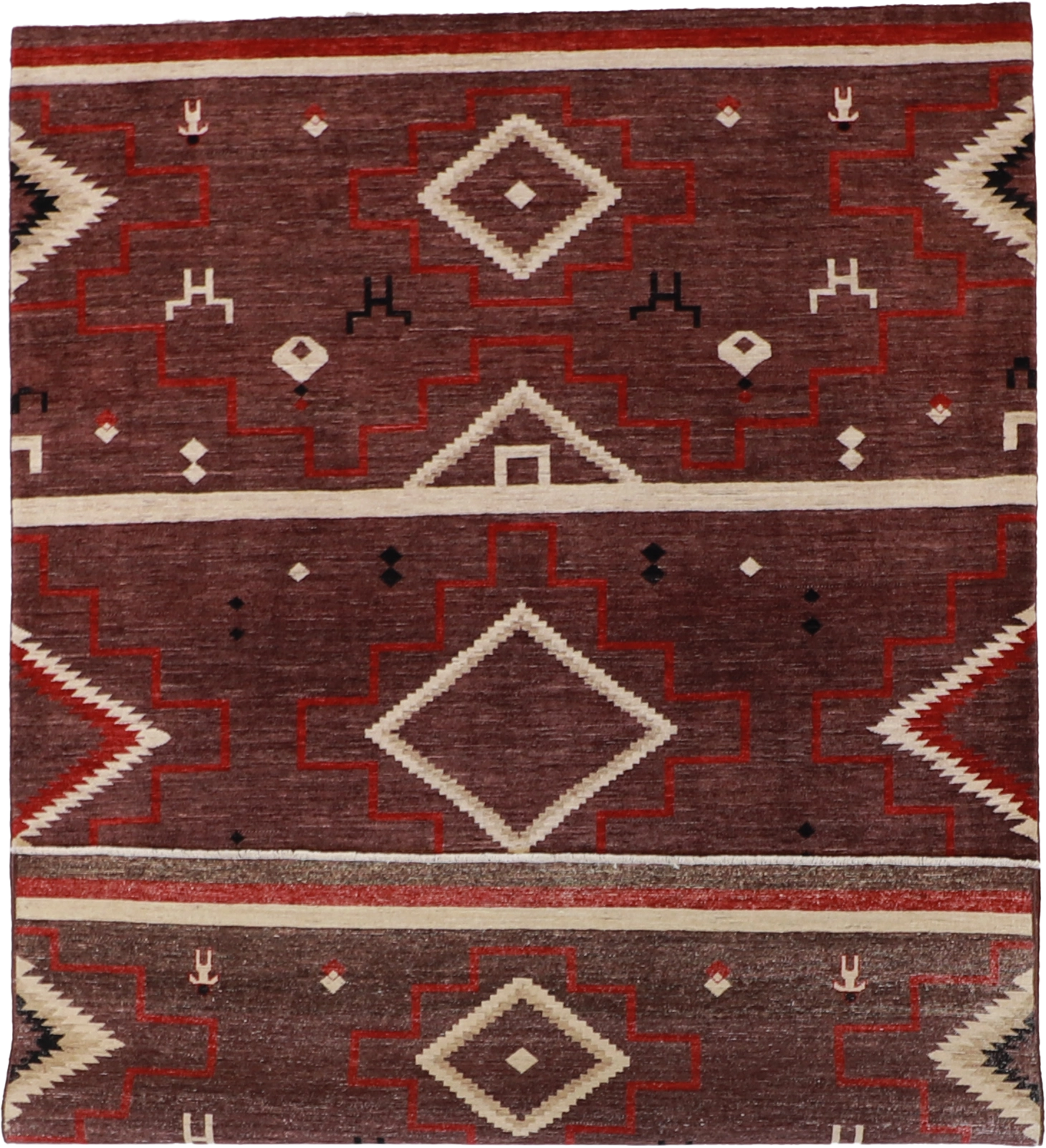 W 6.1 L 8.9 Mountain Modern 100% Wool Hand-Woven Geometric Design - 62172