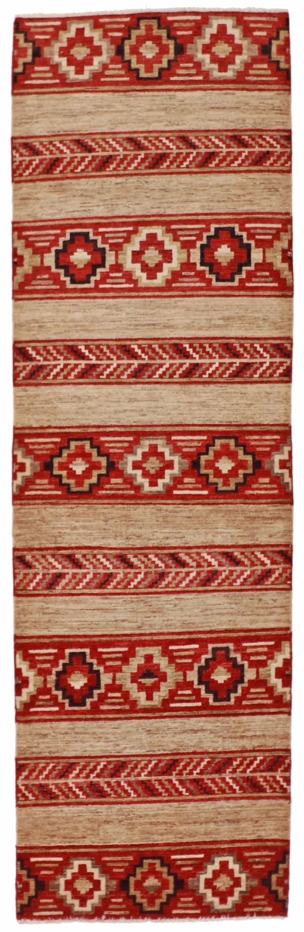 W 2.6 L 8.2 Mountain Modern 100% Wool Handmade Geometric Design - 62185