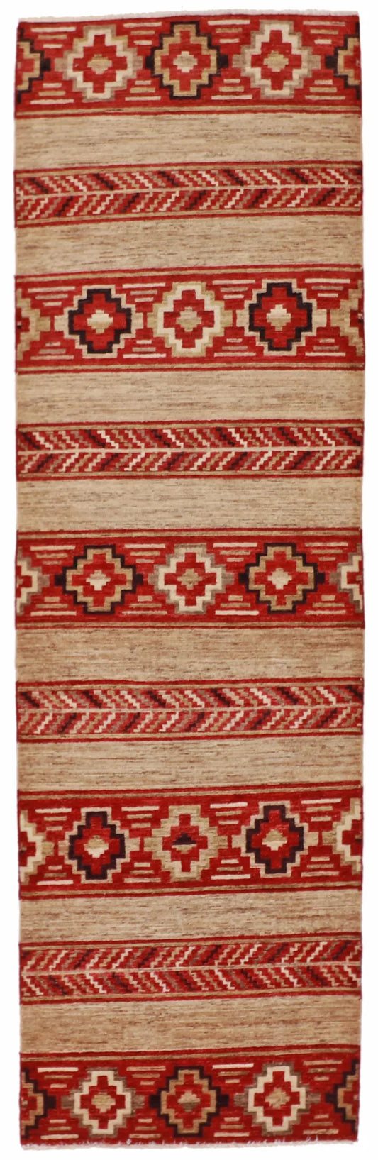 W 2.6 L 8.2 Mountain Modern 100% Wool Handmade Geometric Design - 62185