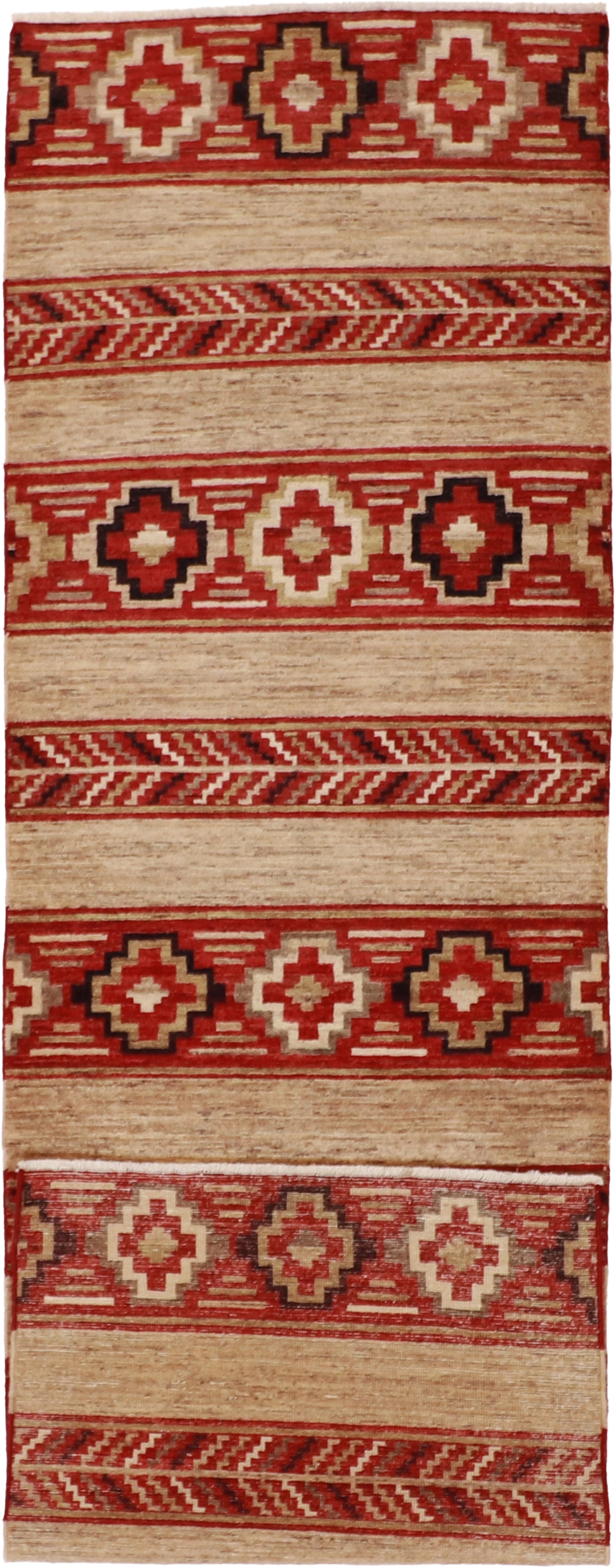 W 2.6 L 8.2 Mountain Modern Runner 100% Wool Hand-Woven Geometric Design - 62185