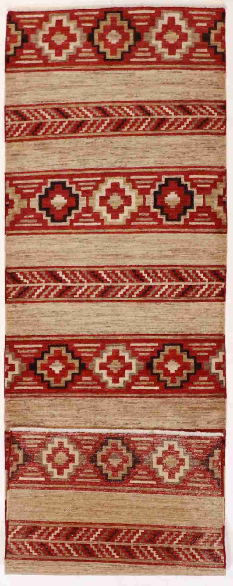 W 2.6 L 8.2 Mountain Modern 100% Wool Handmade Geometric Design - 62185