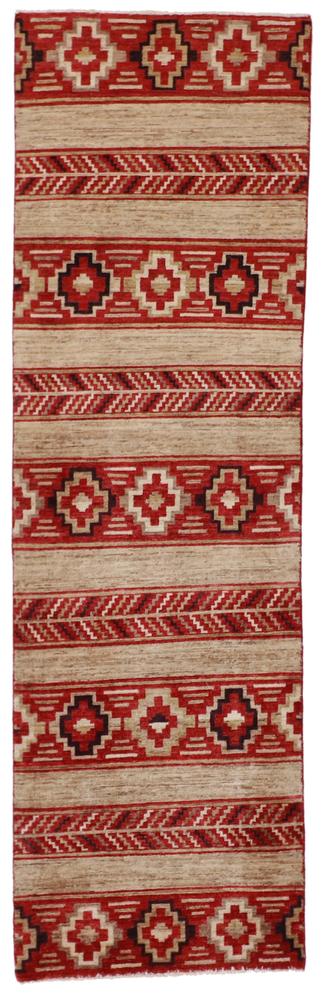 W 2.6 L 8.1 Mountain Modern Runner 100% Wool Handmade Geometric Design - 62189