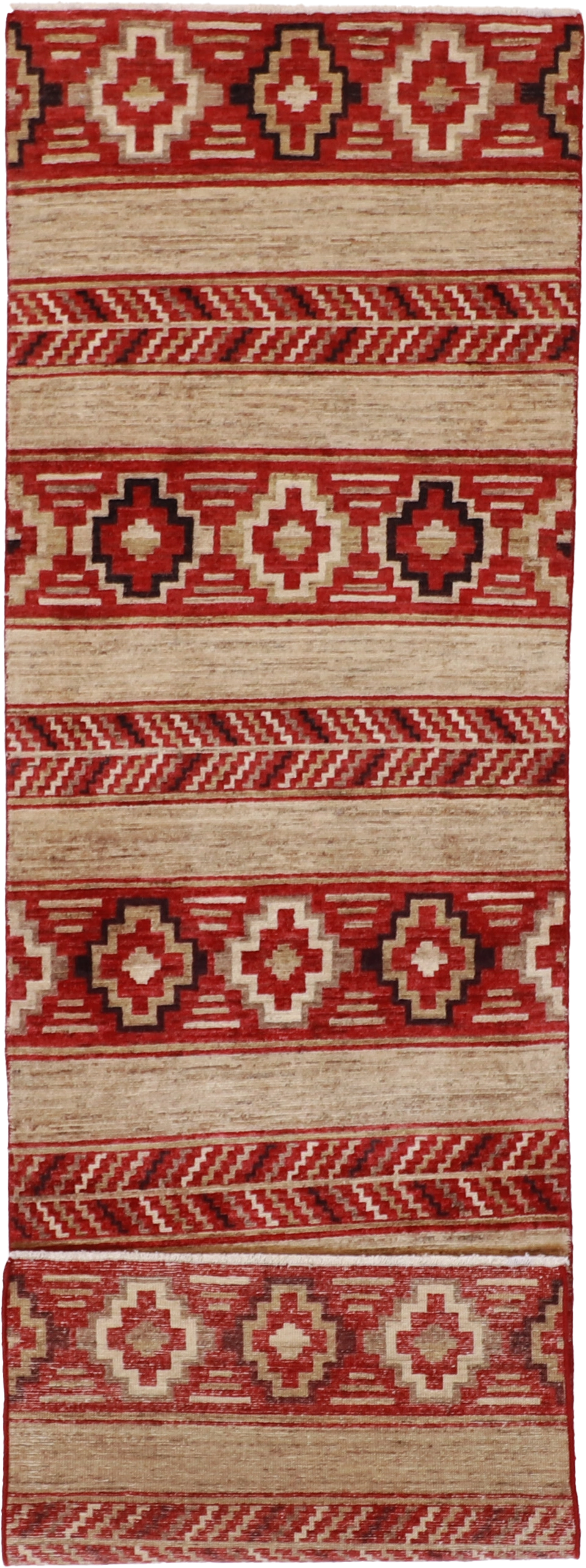 W 2.6 L 8.1 Mountain Modern Runner 100% Wool Hand-Woven Geometric Design - 62189