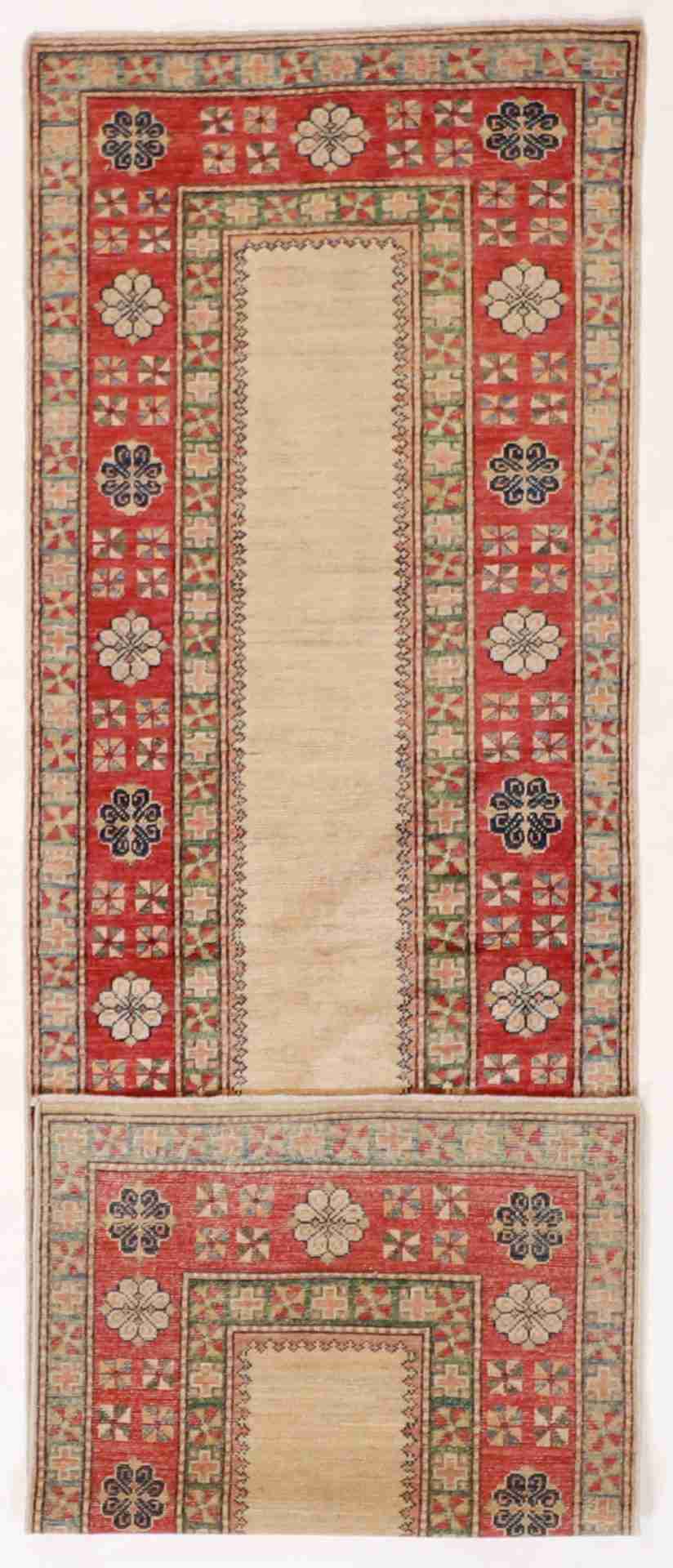 W 2.7 - L 8 - Bakhshish Runner 100% Wool Handmade Geometric Design - 62216