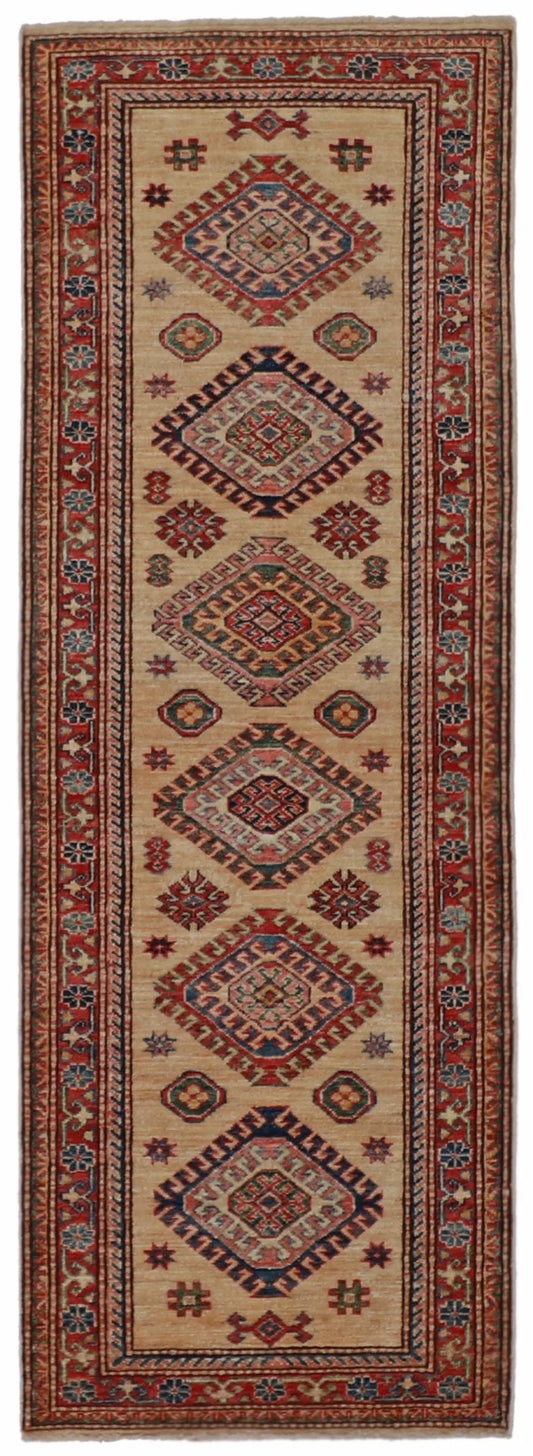 W 2.5 L 6.6 Hamadan Runner 100% Wool Handmade Geometric Design - 62218