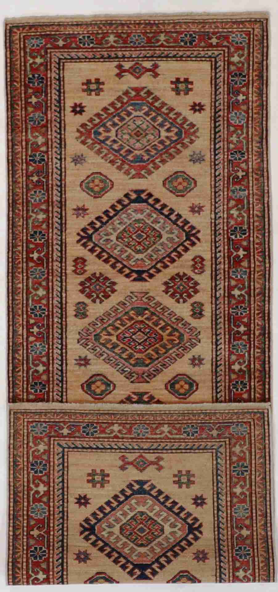 W 2.5 L 6.6 Hamadan Runner 100% Wool Handmade Geometric Design - 62218