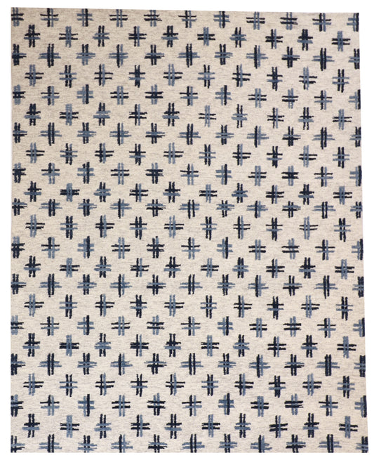 W 8 L 9.11 Modern All Over 100% Wool Hand-Knotted Pile Rug - 62241