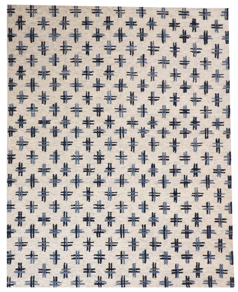 W 8 L 9.11 Modern All Over 100% Wool Hand-Knotted Pile Rug - 62241