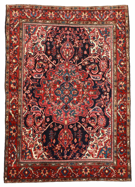 W 5 L 7 Farahan Antique 100% Wool Hand-Woven All-Over Design - 62281