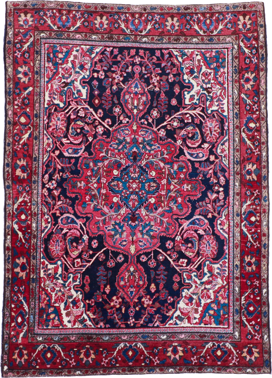 W 5 L 7 Farahan Antique 100% Wool Hand-Woven All-Over Design - 62281