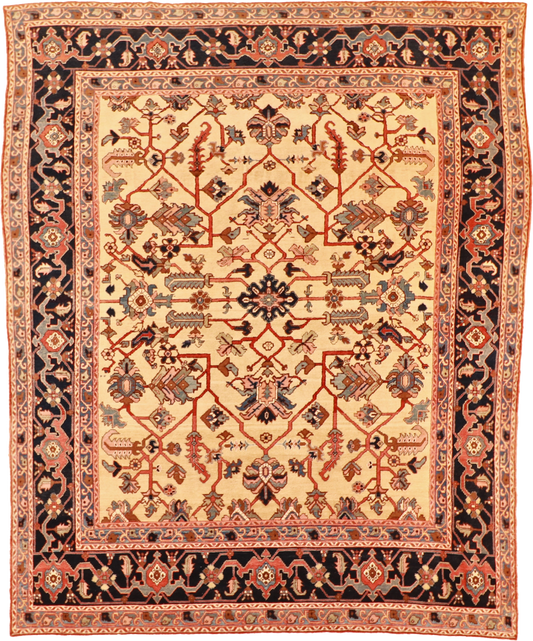 W 9.10 L 11.11 Heriz 100% Wool Hand-Woven All-Over Design - 62282