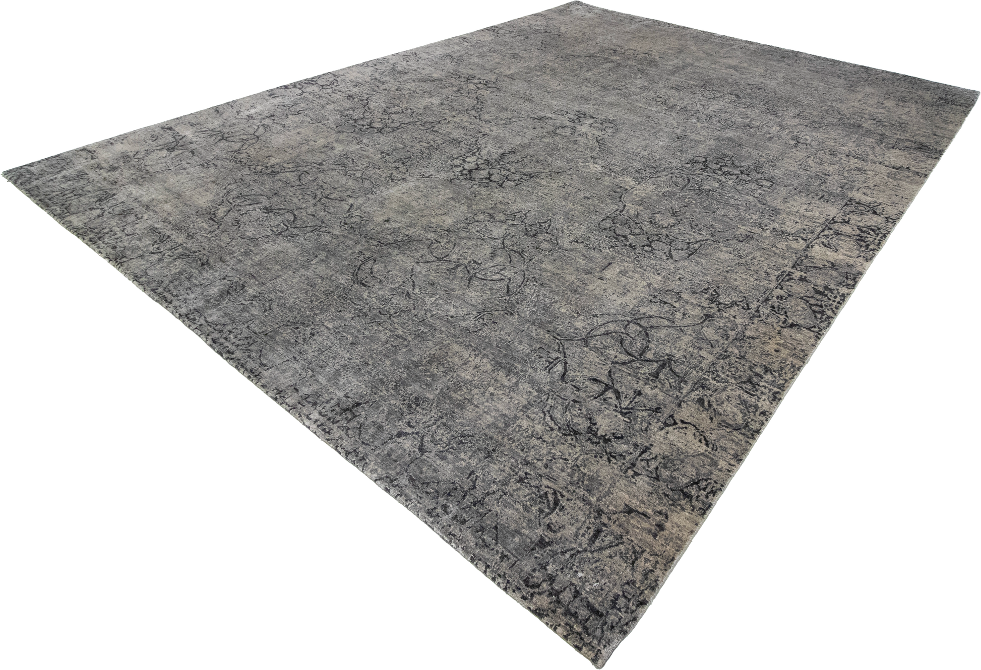 W 9.1 L 12 Modern Wool And Silk Blend Hand-Woven All-Over Design - 62298