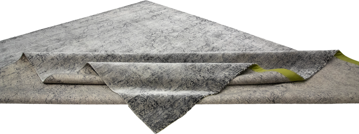 W 9.1 L 12 Modern Wool And Silk Blend Hand-Woven All-Over Design - 62298