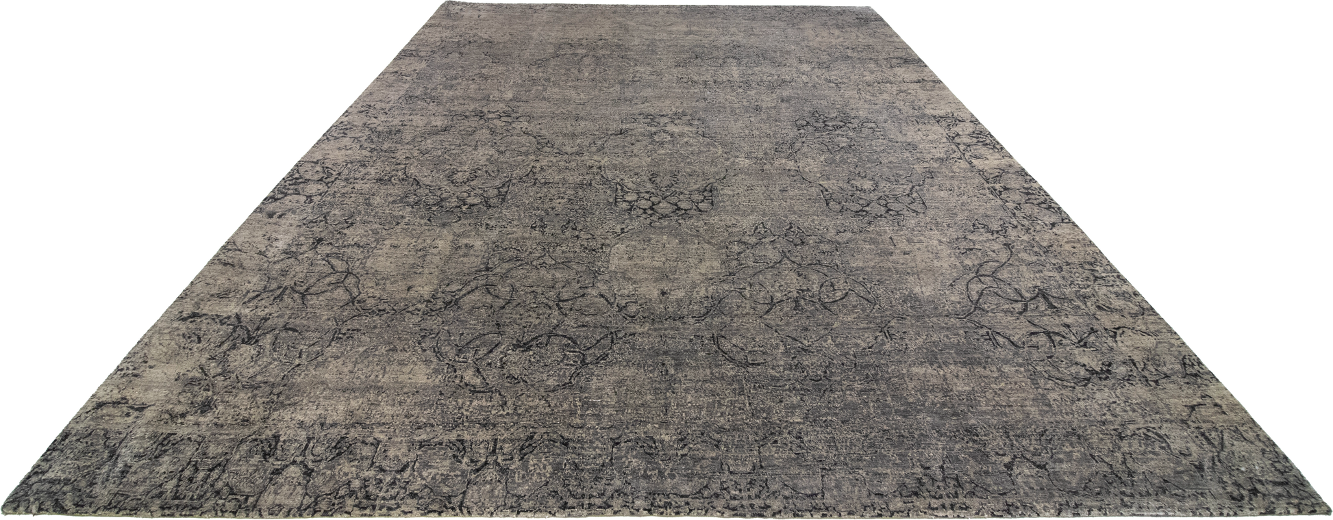 W 9.1 L 12 Modern Wool And Silk Blend Hand-Woven All-Over Design - 62298