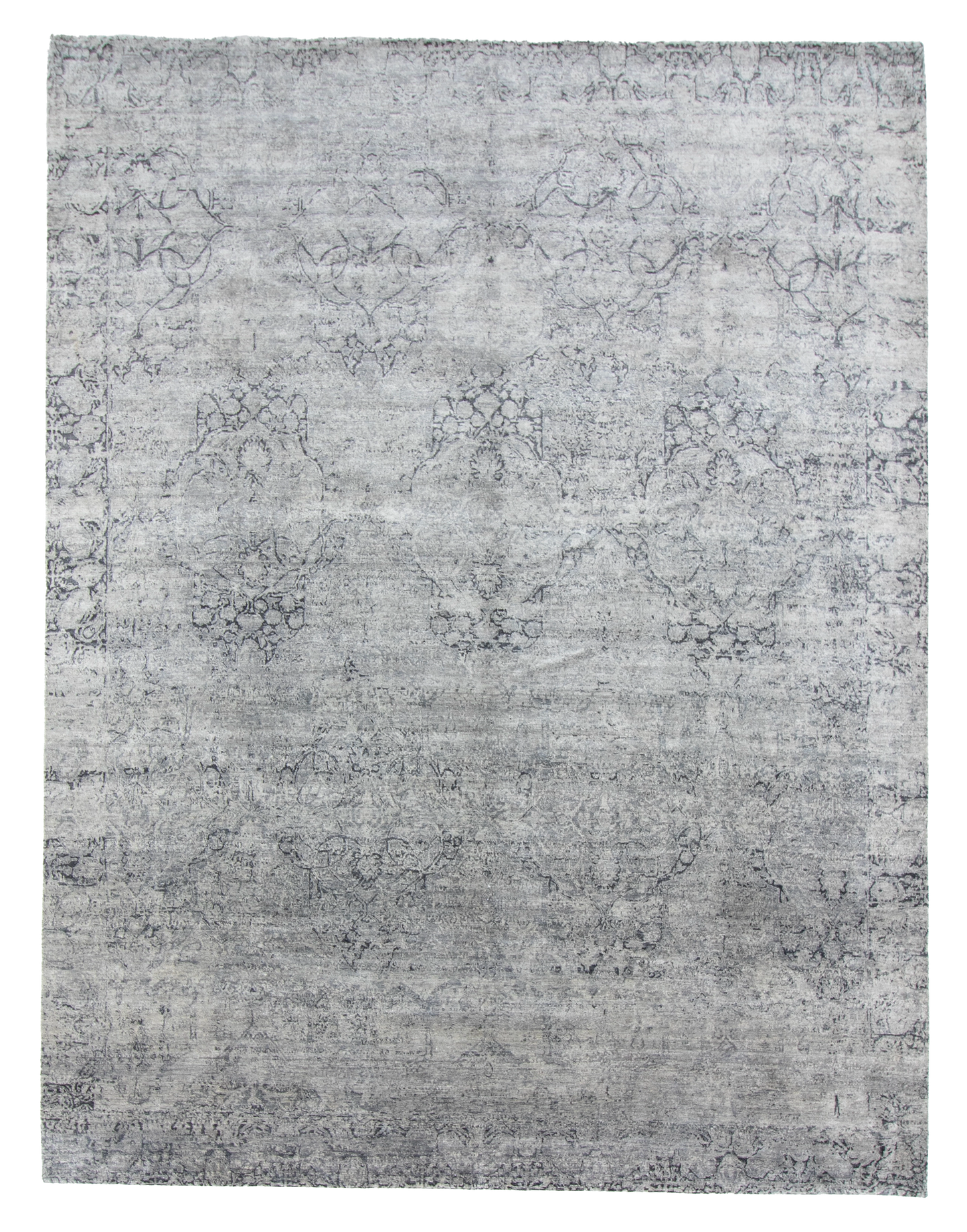 W 9.1 L 12 Modern Wool And Silk Blend Hand-Woven All-Over Design - 62298