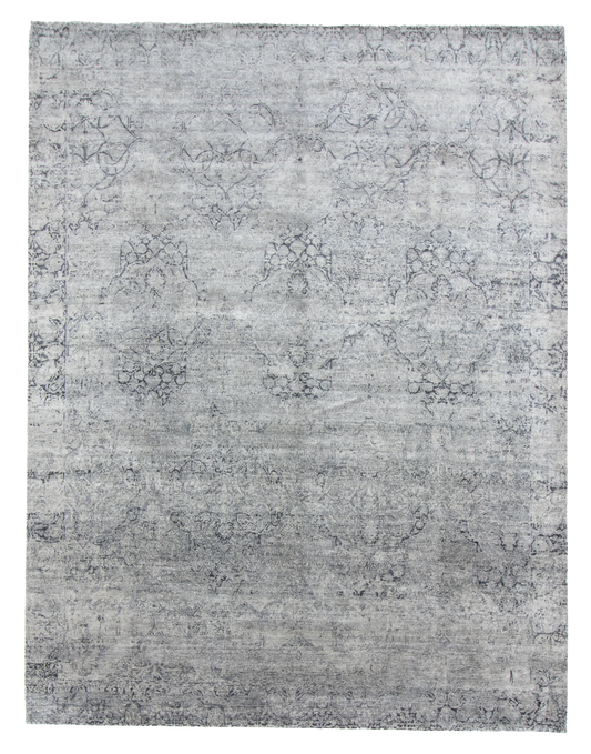 W 9.1 L 12 Modern Wool And Silk Blend Hand-Woven All-Over Design - 62298