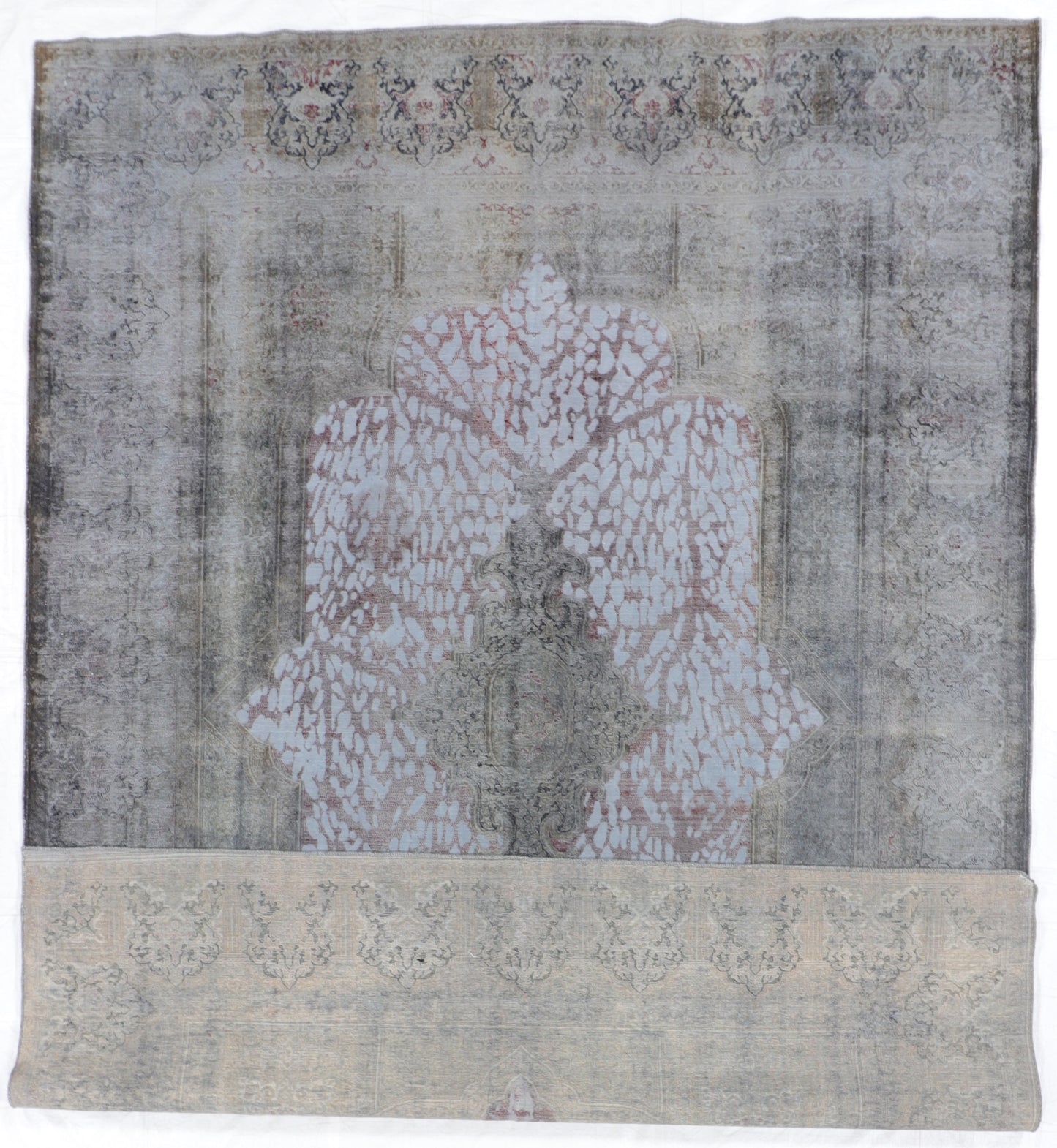 W 9.7 - L 13.9 - Modern Fine/Wool All Over Rectangle - Finest Hand-Knotted Quality Wool - 62303