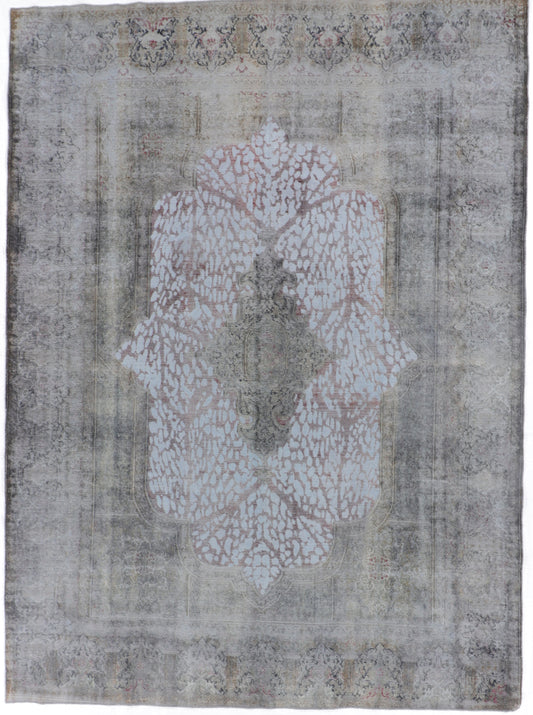 W 9.7 - L 13.9 - Modern Fine/Wool All Over Rectangle - Finest Hand-Knotted Quality Wool - 62303