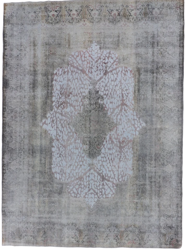 W 9.7 - L 13.9 - Modern Fine/Wool All Over Rectangle - Finest Hand-Knotted Quality Wool - 62303