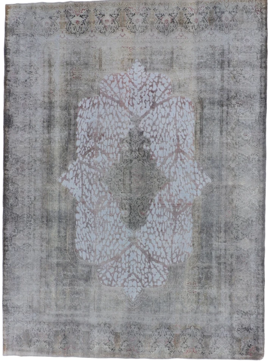 W 9.7 - L 13.9 - Modern Fine/Wool All Over Rectangle - Finest Hand-Knotted Quality Wool - 62303