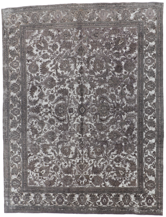 W 9.11 - L 13 - Vintage Modern Wool Contemporary Rectangle - Finest Hand-Knotted Quality Wool - 62312