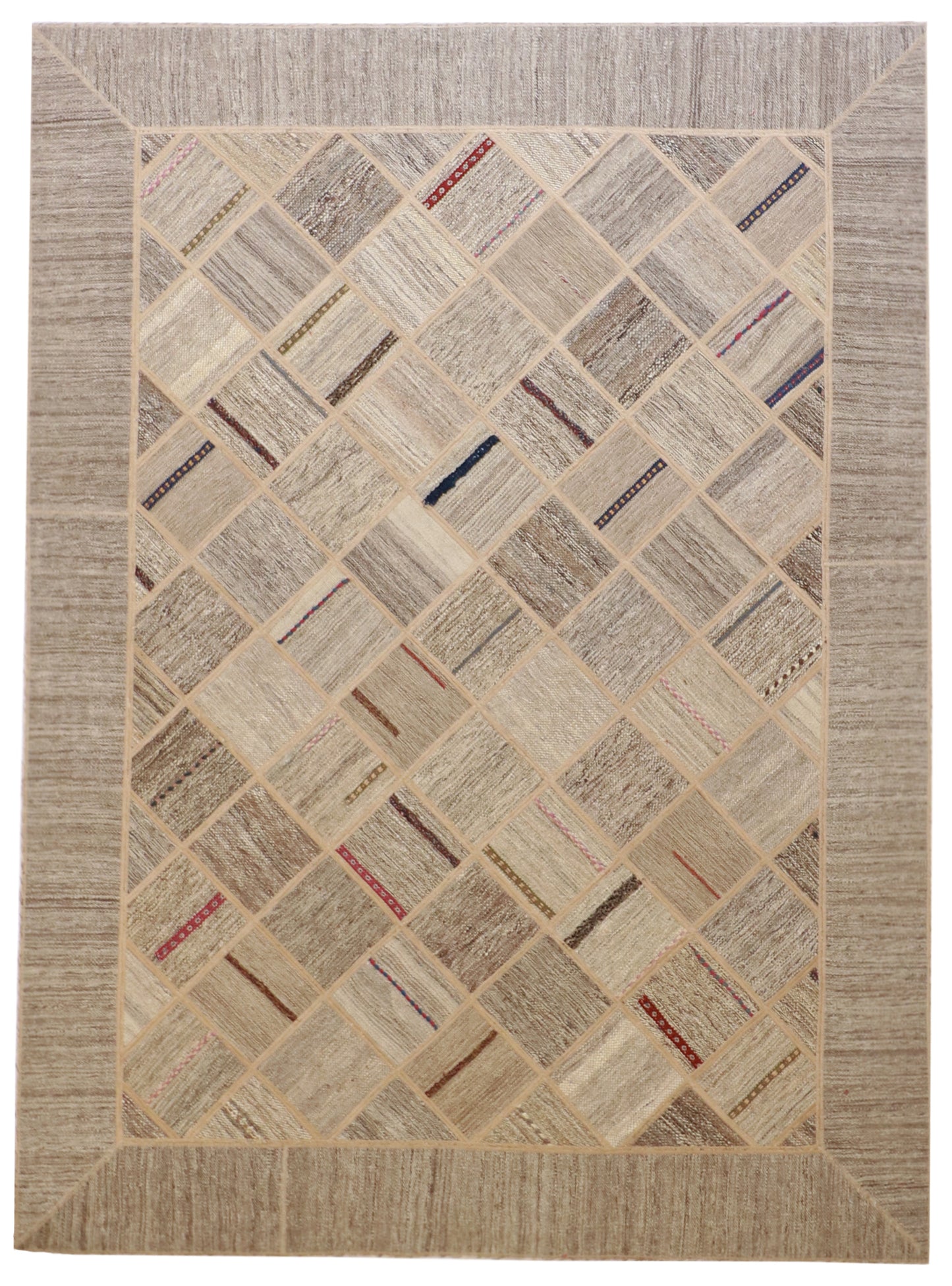 W 5.8 L 7.10 Modern 100% Wool Handmade All Over Design - 62316