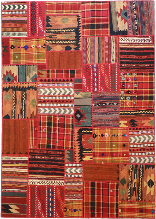 W 5.6 - L 7.8 Modern 100% Wool Hand-Woven All-Over Design - 62321