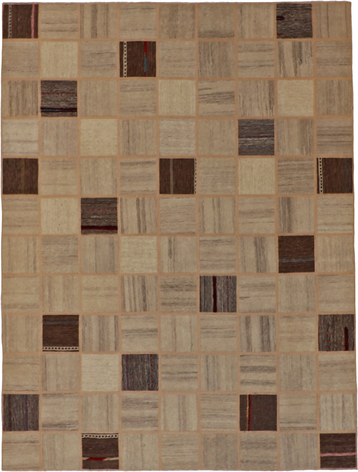 W 5.10 L 7.10 Modern 100% Wool Hand-Woven All-Over Design - 62323