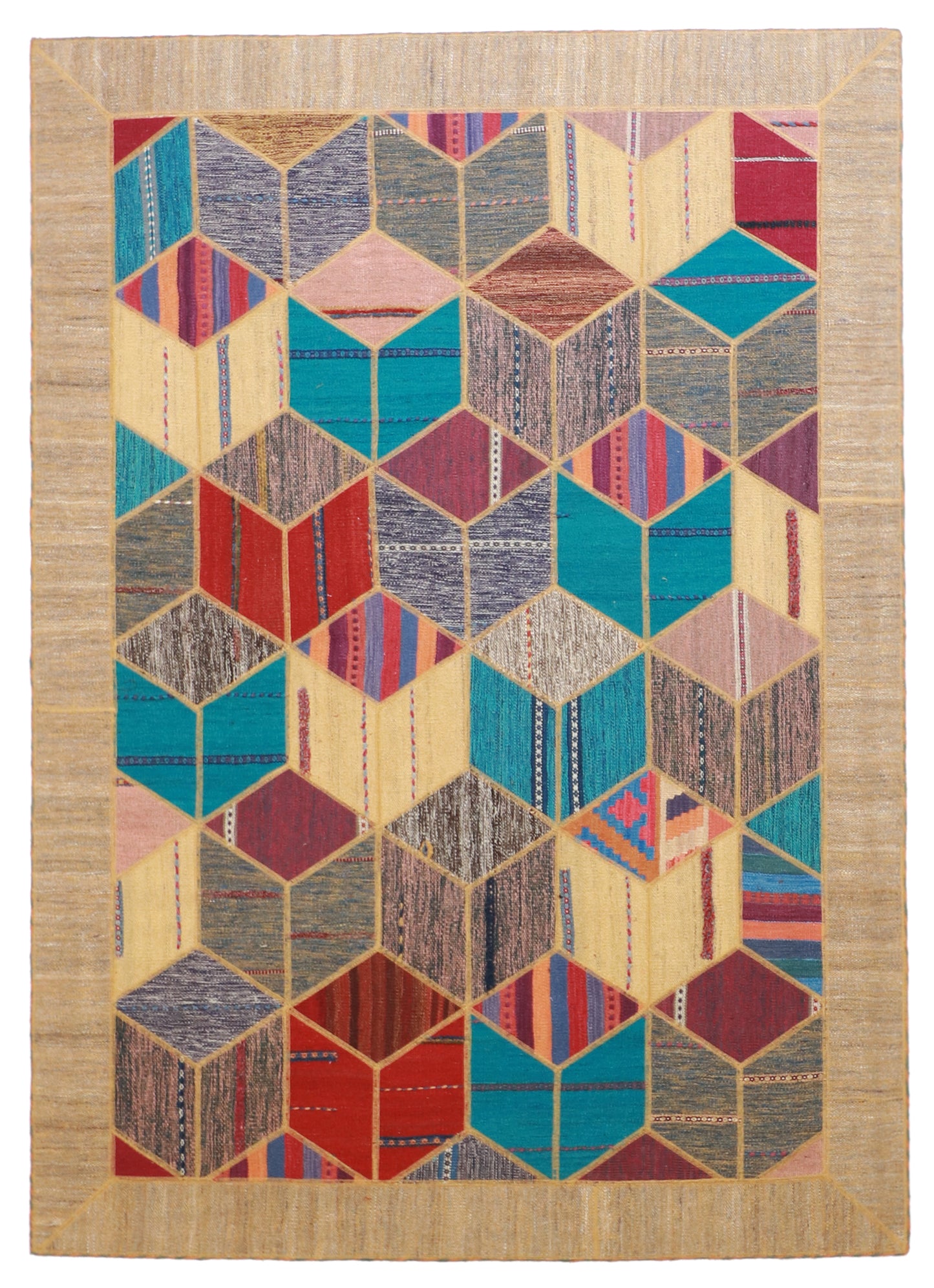 W 5.7 L 7.10 Modern 100% Wool Handmade All Over Design - 62329