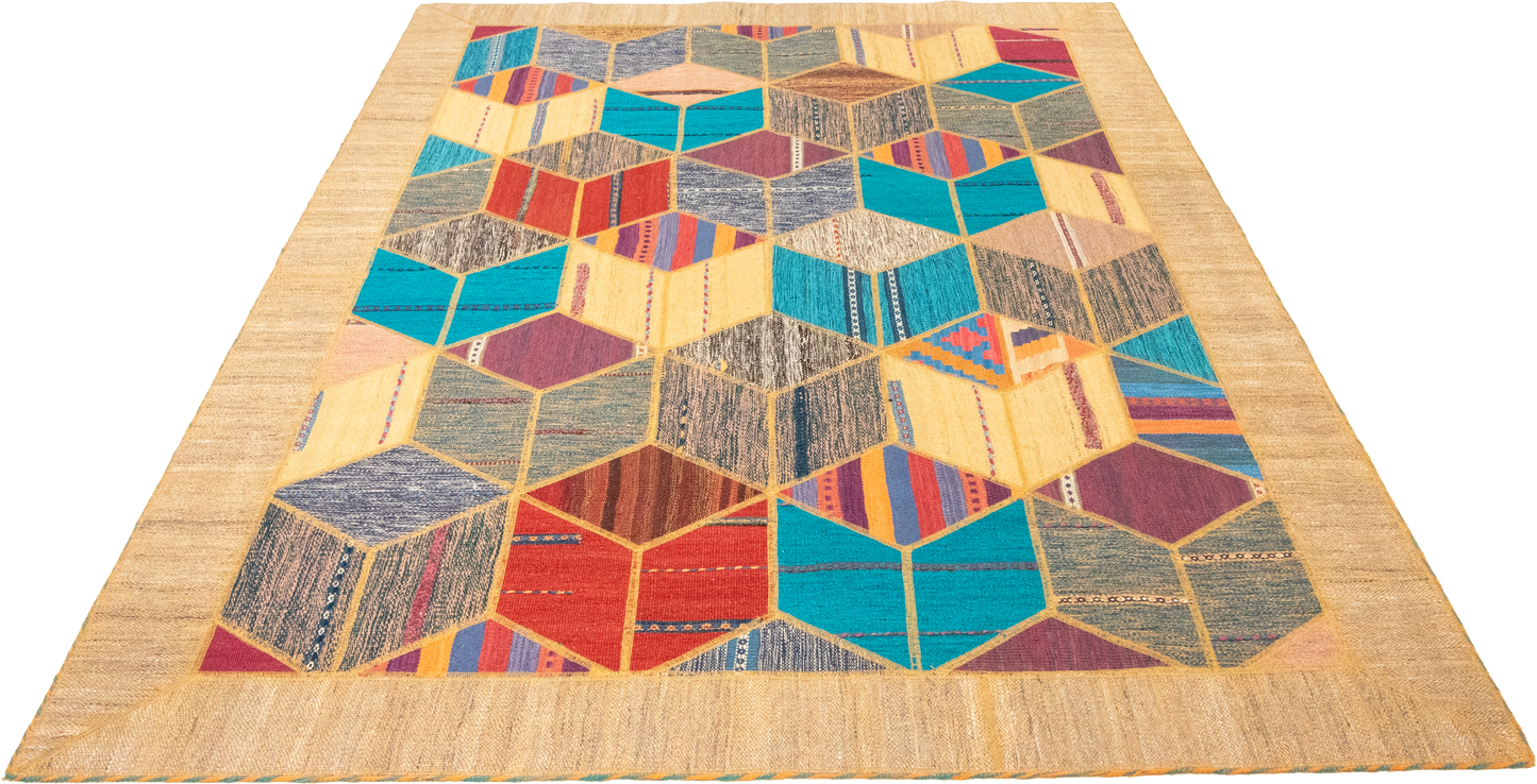 W 5.7 L 7.10 Modern 100% Wool Hand-Woven All-Over Design - 62329