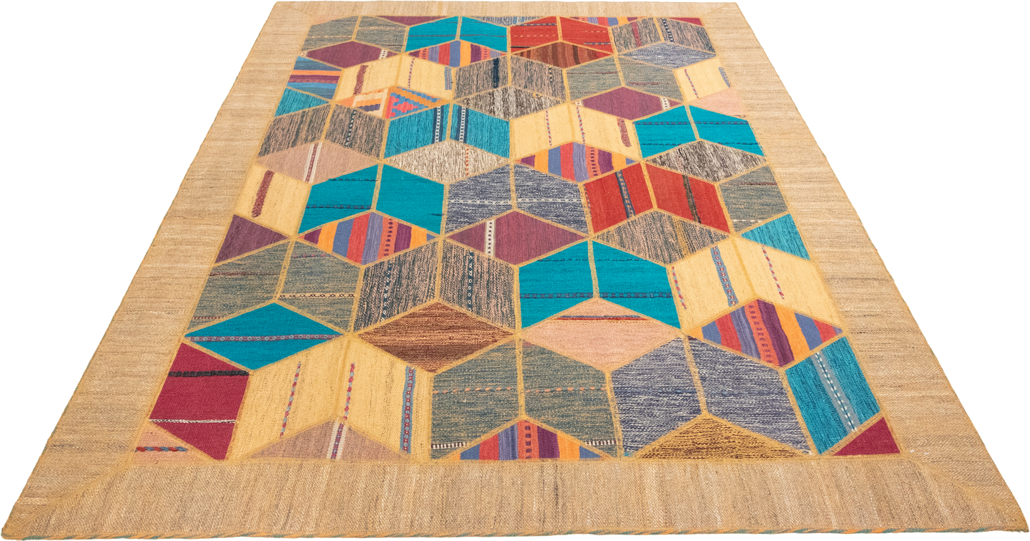 W 5.7 L 7.10 Modern 100% Wool Hand-Woven All-Over Design - 62329