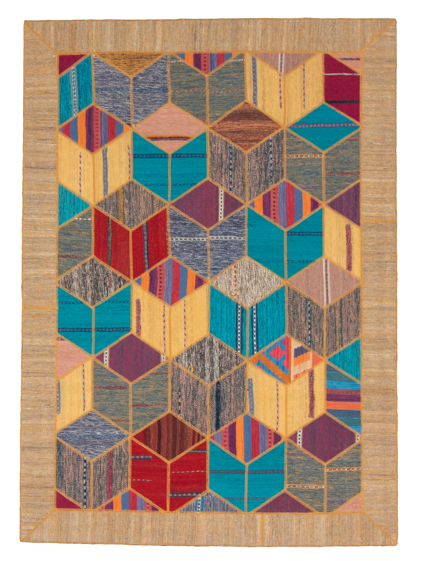 W 5.7 L 7.10 Modern 100% Wool Hand-Woven All-Over Design - 62329
