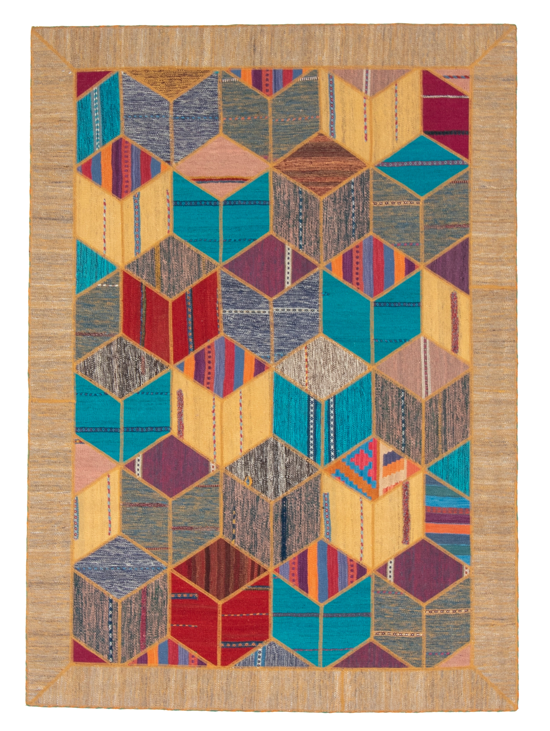 W 5.7 L 7.10 Modern 100% Wool Hand-Woven All-Over Design - 62329