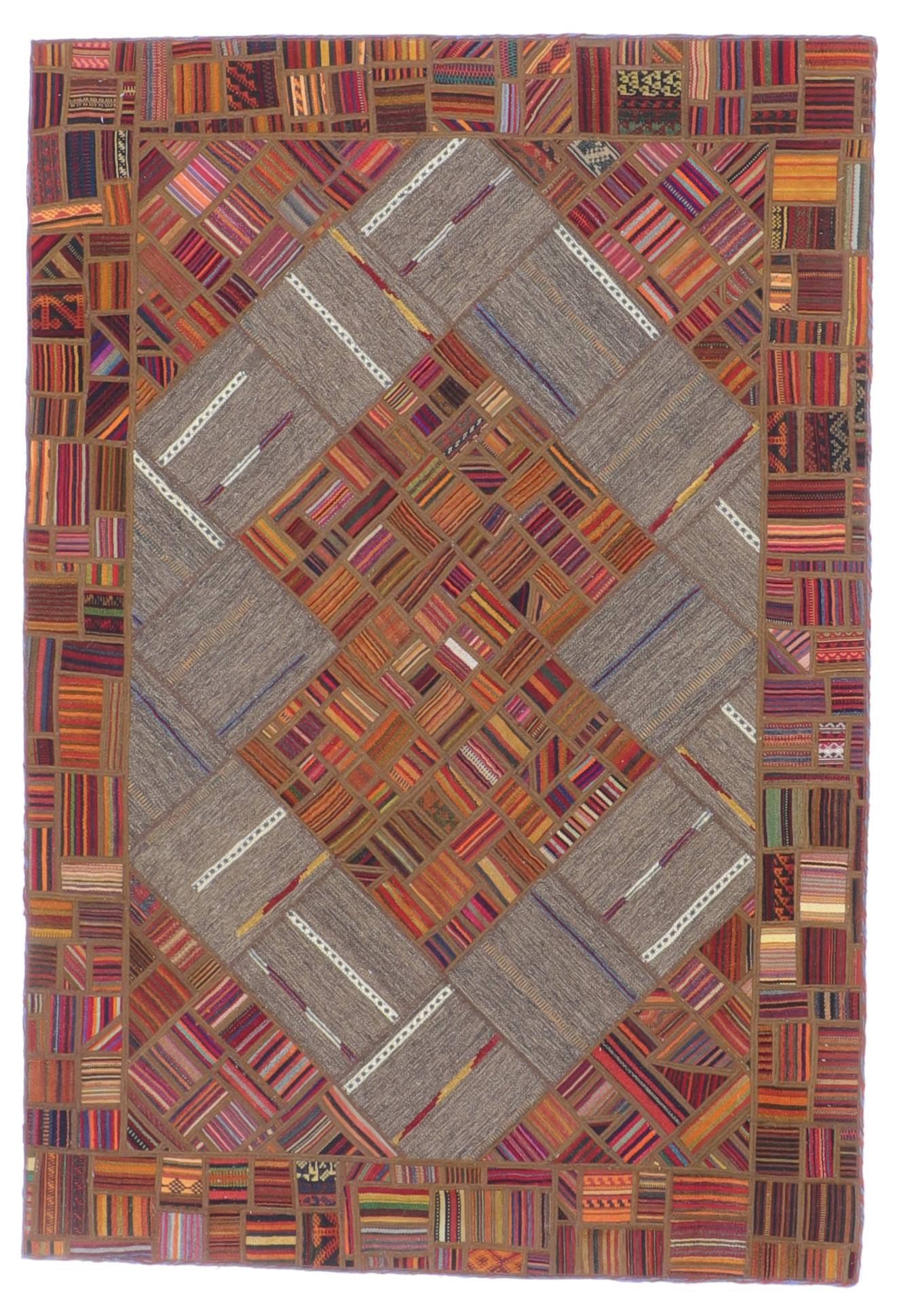 W 5.4 - L 7.10 - Modern Wool Contemporary Rectangle - Finest Hand-Knotted Quality Wool - 62330