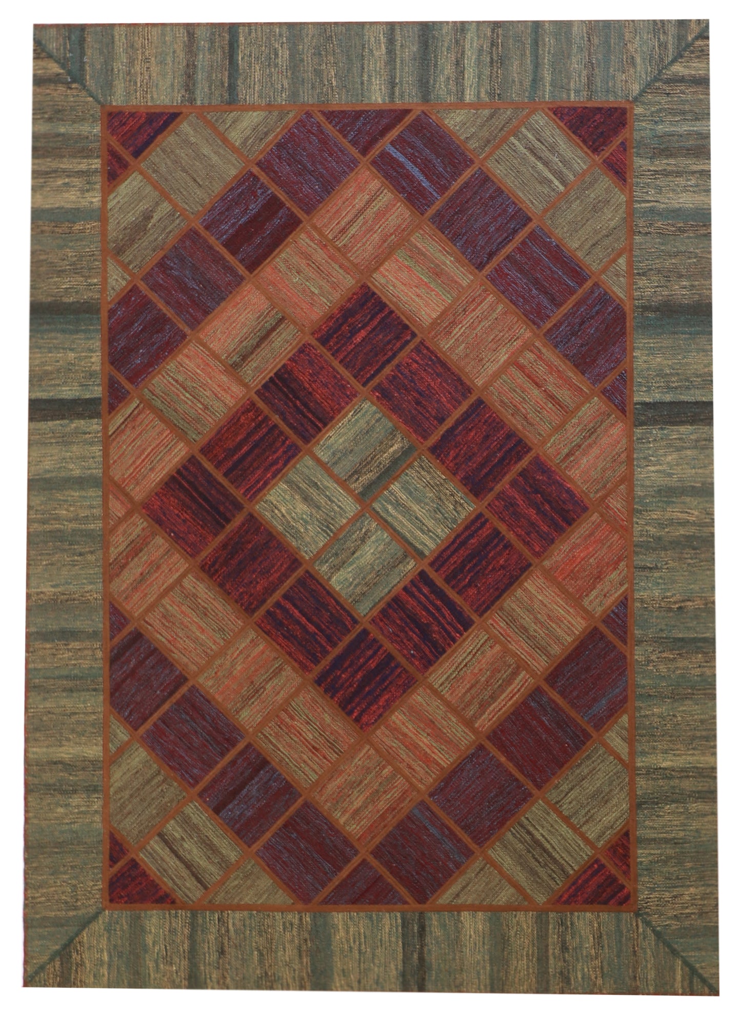 W 5.8 L 7.8 Modern 100% Wool Flatweave Handmade All Over Design - 62331