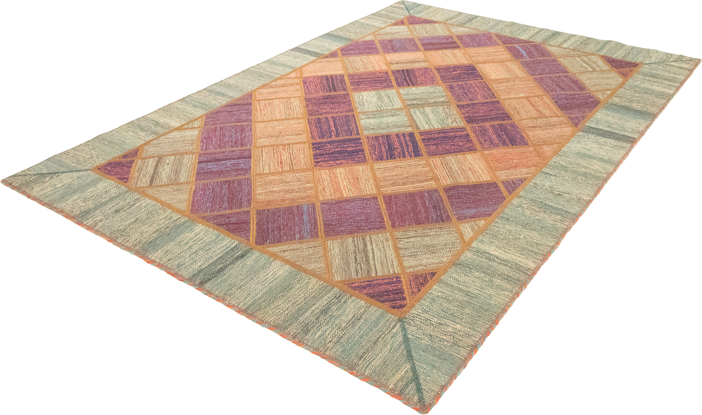 W 5.8 L 7.8 Modern 100% Wool Hand-Woven All-Over Design - 62331