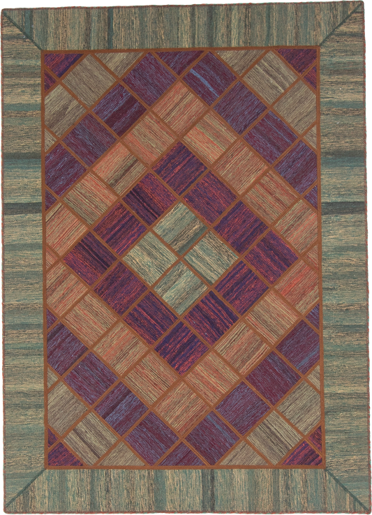 W 5.8 L 7.8 Modern 100% Wool Hand-Woven All-Over Design - 62331
